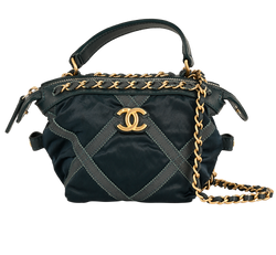 Grosgrain Lifestyle Clutch With Chain,Nylon,Blue,32103446(2022),AC/DB,3*